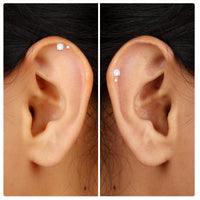 Brilliant Cut Diamond Solitaire Earring Set for Helix Piercing