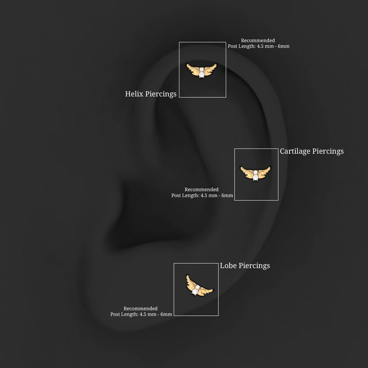 Animal Inspired Diamond Bird Earring for Helix Piercing