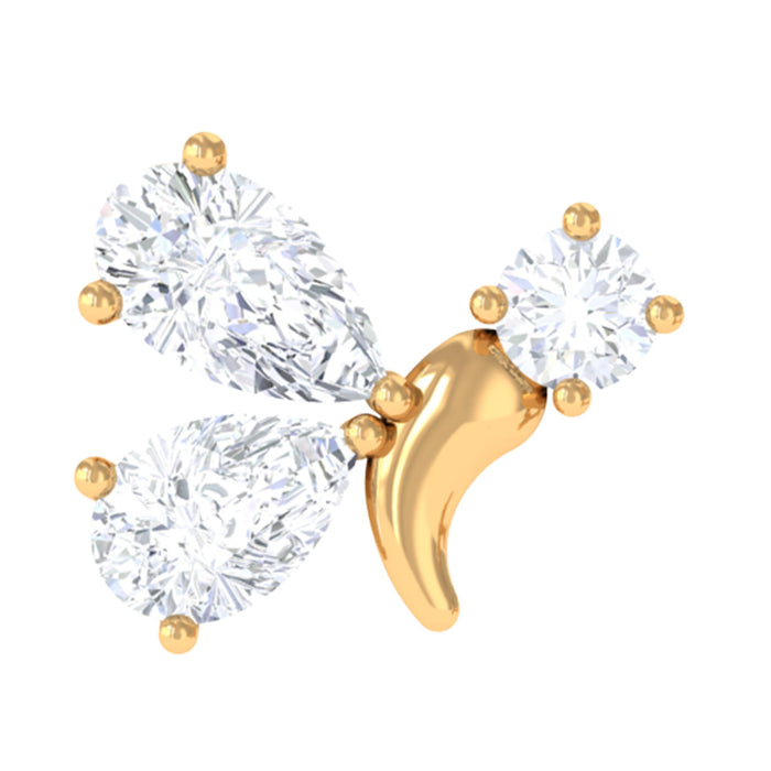 Genuine diamond butterfly cartilage earring by Rosec Jewels, delicate body jewelry with sparkling diamond accents.