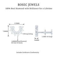 Real Diamond Horseshoe Earring for Helix Piercing