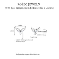 Marquise Diamond Leaf Earring for Cartilage Piercing