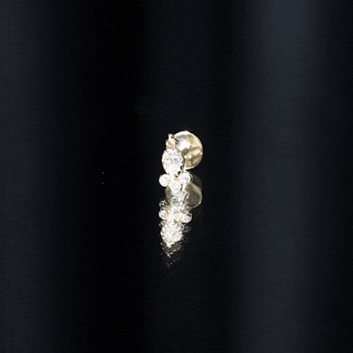 Minimal diamond tragus earring in beaded bezel setting, Rosec Jewels body jewelry with a delicate, elegant design.