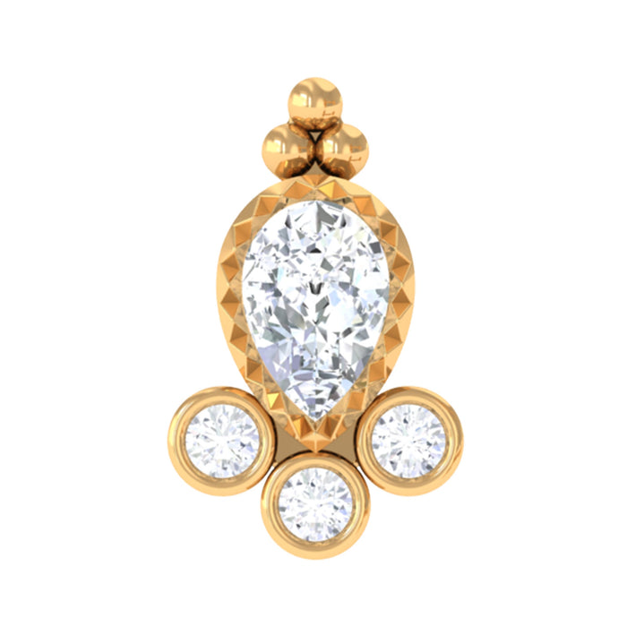 Minimal diamond tragus earring in beaded bezel setting, Rosec Jewels body jewelry, shiny silver with small sparkling diamond detail.