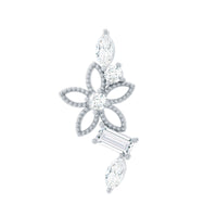 Real Diamond Flower Crawler Earring for Helix Piercing