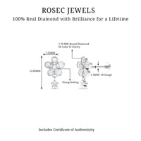 Certified Diamond Flower Helix Drop Earring