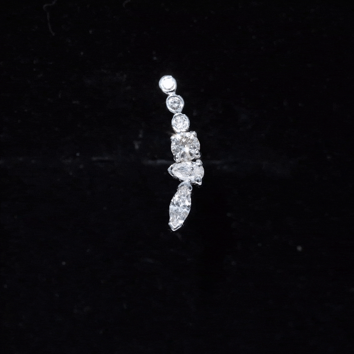 Genuine diamond crawler earring from Rosec Jewels, body jewelry for cartilage piercing with yellow gemstone accents.