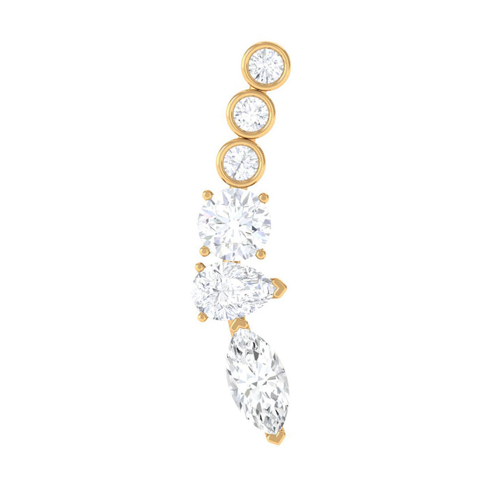 Genuine diamond crawler earring for cartilage piercing by Rosec Jewels, showcasing sparkling diamond design in body jewelry style.