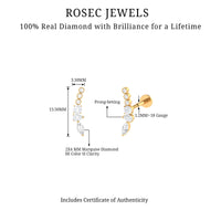 Genuine Diamond Crawler Earring for Cartilage Piercing