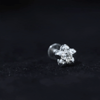 Minimal Diamond Flower Earring for Helix Piercing
