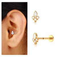 Unique Diamond Helix Earring in Bezel Setting