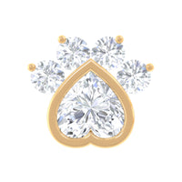 Heart Shape Diamond Dog Paw Print Earring