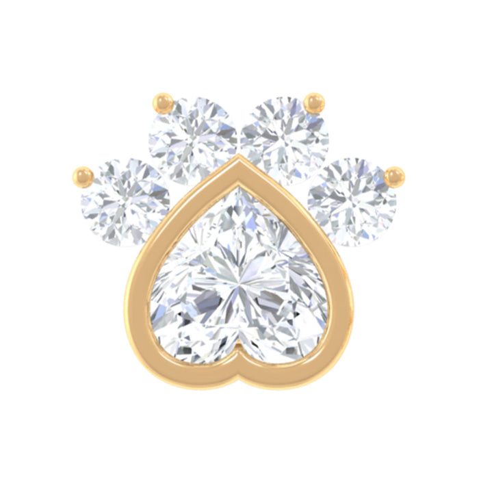 Heart-shaped diamond dog paw print earring from Rosec Jewels, elegant body jewelry with sparkling diamond details