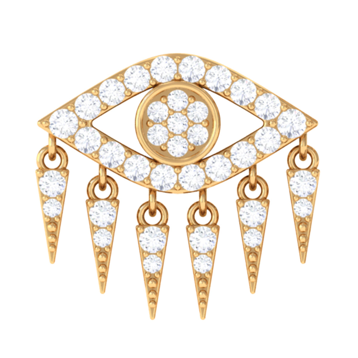 Diamond Evil Eye Earring for Upper Lobe Piercing