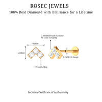 Certified Diamond Chevron V Earring for Tragus Piercing