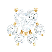 Heart Shape Diamond Dog Paw Earring for Helix Piercing
