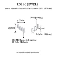 Baguette Diamond Helix Earring with Flat Back