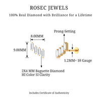 Baguette Diamond Helix Earring with Flat Back