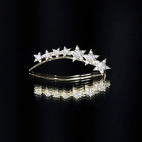 Certified Diamond Star Ear Cuff Earring for Helix Piercing