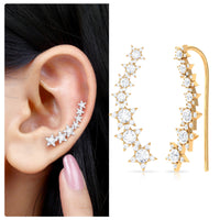 Certified Diamond Star Ear Cuff Earring for Helix Piercing