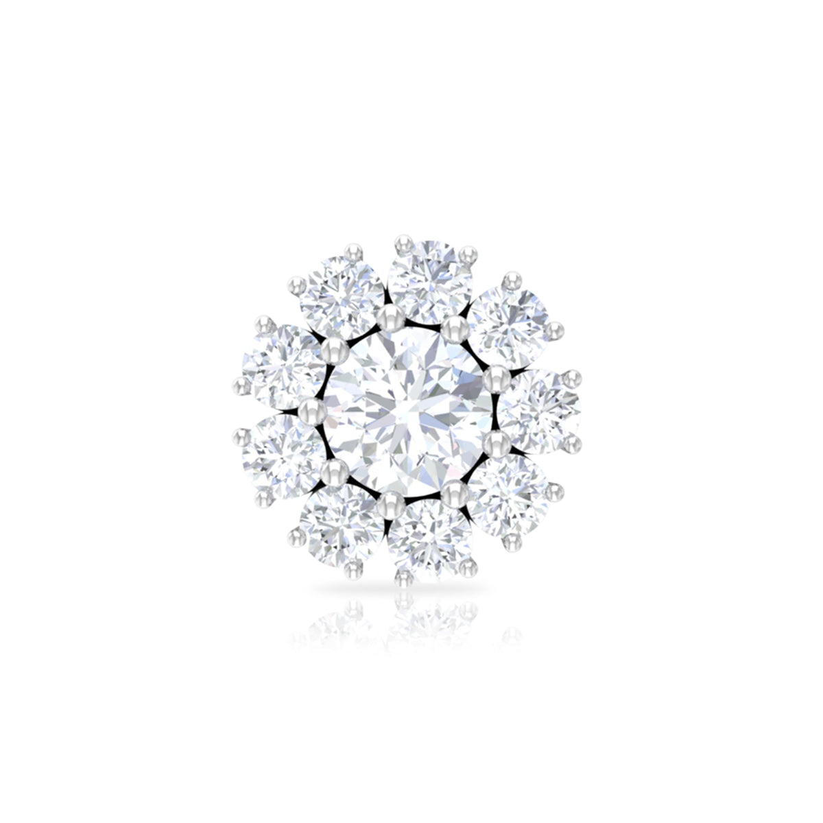 Certified Diamond Cluster Stud Earring with Flat Back