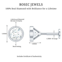 Bezel Set Diamond Solitaire Stud Earring for Helix Piercing