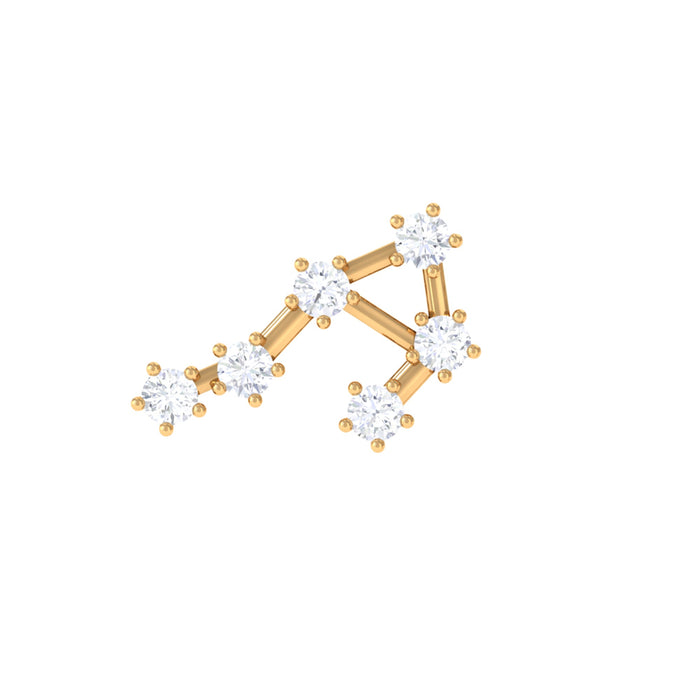 Certified Diamond Libra Constellation Piercing Earring by Rosec Jewels, featuring sparkling diamond accents on delicate body jewelry.