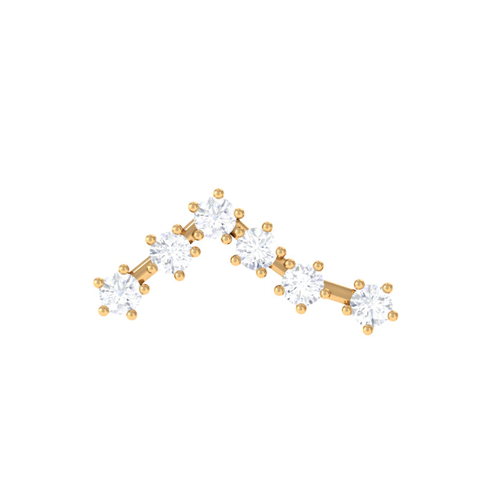 Diamond Pisces zodiac cartilage earring by Rosec Jewels, featuring a delicate Pisces symbol with sparkling diamonds for body jewelry.
