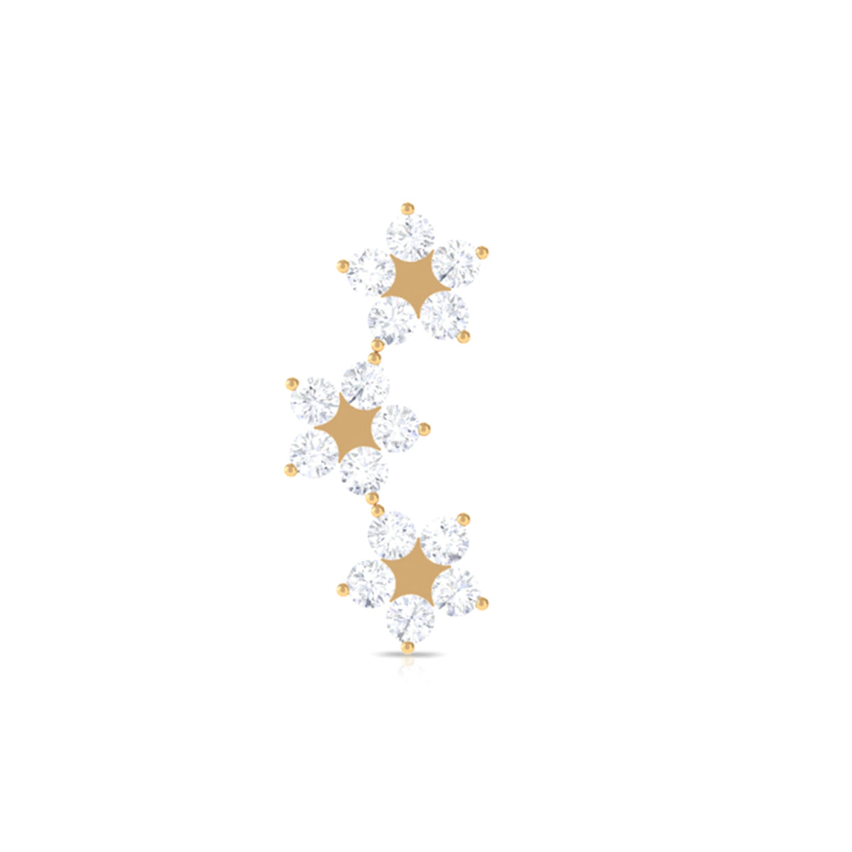 Elegant Diamond Flower Crawler Earring for Helix Piercing