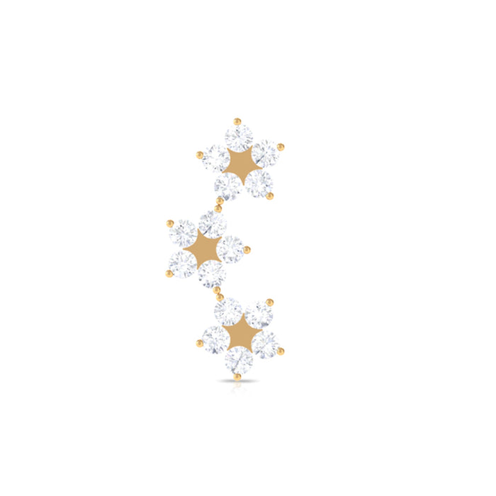 Elegant diamond flower helix crawler earring by Rosec Jewels, featuring sparkling diamonds and intricate floral design.