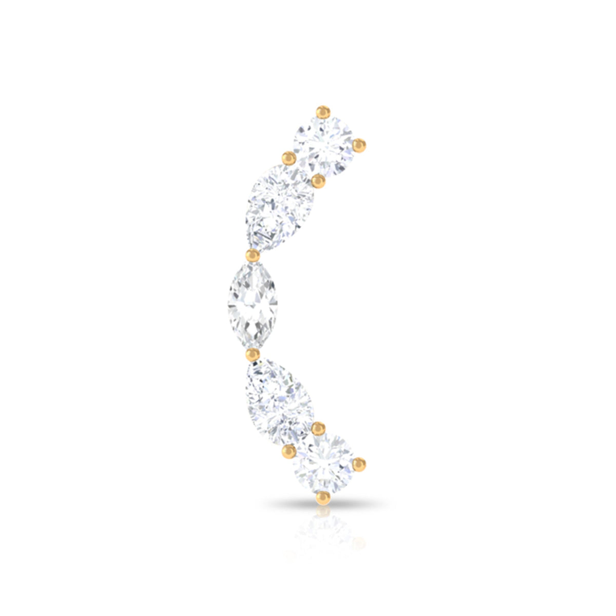 Pear Diamond Ear Crawler Earring for Helix Piercing