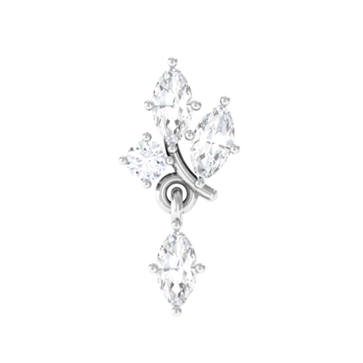 Marquise Moissanite Cartilage Dangle Earring