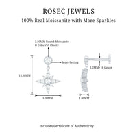 Moissanite Starburst Drop Earring for Cartilage Piercing