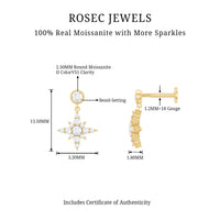 Moissanite Starburst Drop Earring for Cartilage Piercing