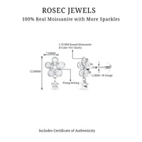 Moissanite Flower Drop Earring for Helix Piercing