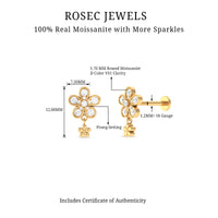Moissanite Flower Drop Earring for Helix Piercing