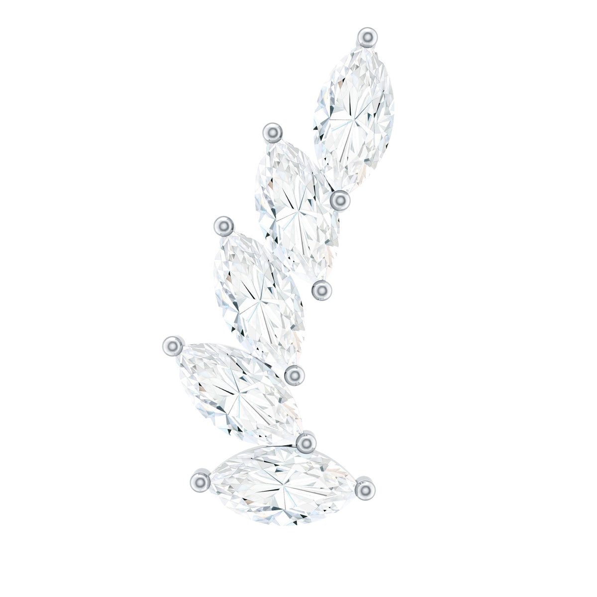 Marquise Moissanite Curved Helix Ear Crawler Earring