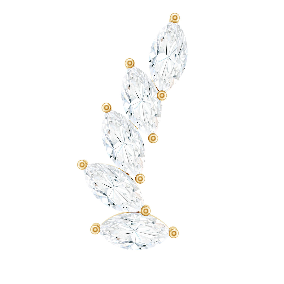 Marquise Moissanite Curved Helix Ear Crawler Earring