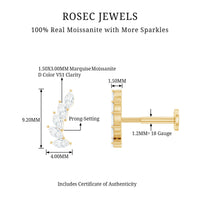 Marquise Moissanite Curved Helix Ear Crawler Earring