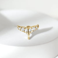 Moissanite Whale Tail Earring for Cartilage Piercing