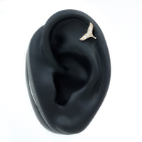 Moissanite Whale Tail Earring for Cartilage Piercing