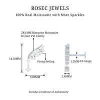 Unique Moissanite Wing Earring for Cartilage Piercing