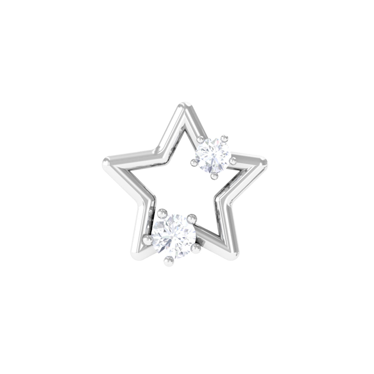 Certified Moissanite Star Shaped Earring for Upper Lobe Piercing