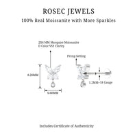 Marquise Moissanite Butterfly Dangle Earring
