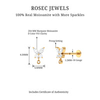 Marquise Moissanite Butterfly Dangle Earring