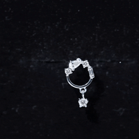 Moissanite Circle Drop Earring for Cartilage Piercing