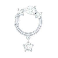 Moissanite Circle Drop Earring for Cartilage Piercing