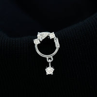 Moissanite Circle Drop Earring for Cartilage Piercing