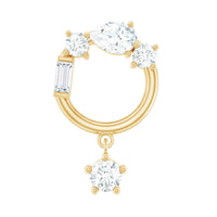 Moissanite Circle Drop Earring for Cartilage Piercing