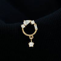 Moissanite Circle Drop Earring for Cartilage Piercing