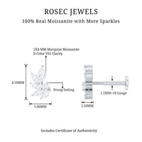 Marquise and Round Cut Moissanite Earring for Cartilage Piercing